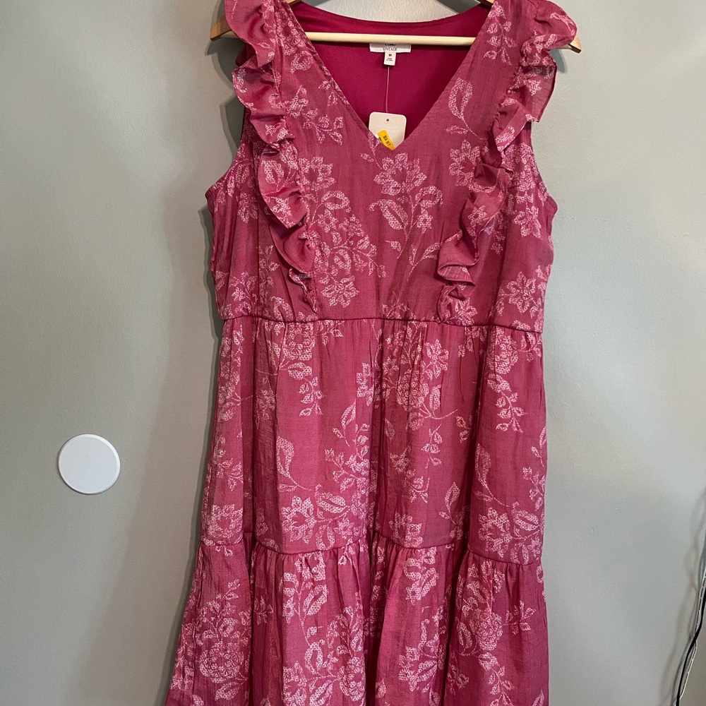 Como Vintage Pink Floral Midi Dress